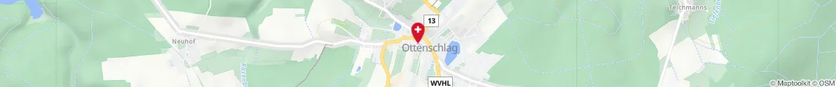 Kartendarstellung des Standorts für Schloss - Apotheke Ottenschlag in 3631 Ottenschlag